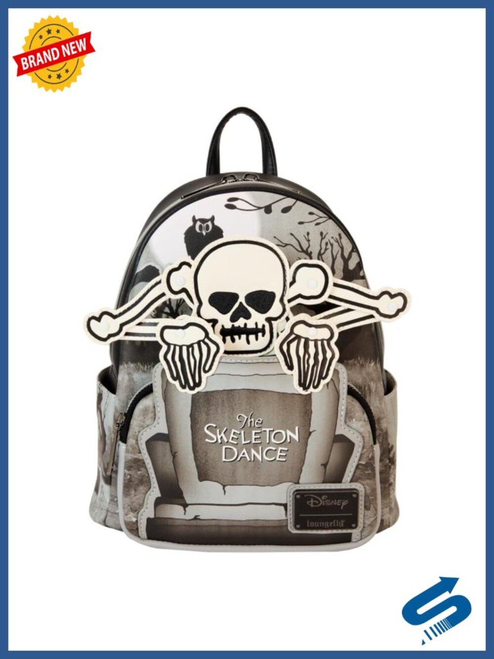 Faux Leather Skeleton Dance Shoulder Bag with Applique and Embroidery